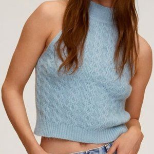 Blue knit crop top sweater